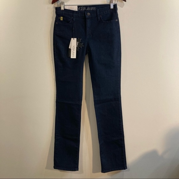 YOGA JEANS Sz 28 Slim Straight Leg Dark  Wash Jeans NWT - Picture 1 of 6